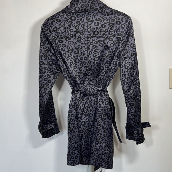 LUII Women’s Animal Print/Cheetah Trench Coat Gray/Black Size Small - Picture 8 of 13